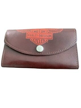 Harley Davidson Leather Wallet Vintage Burgundy Bar and Shield Made in USA